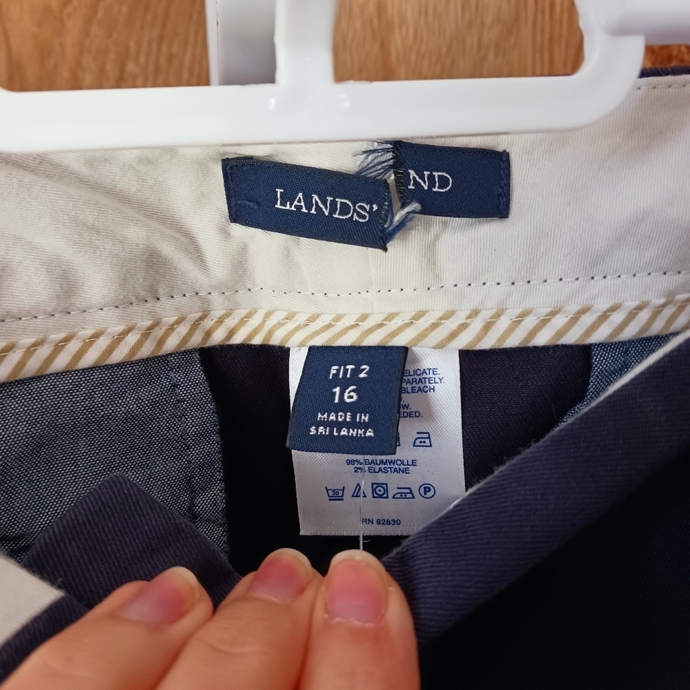Lands End Ankle Navy Chino Pants Size 16 - Picture 4 of 8